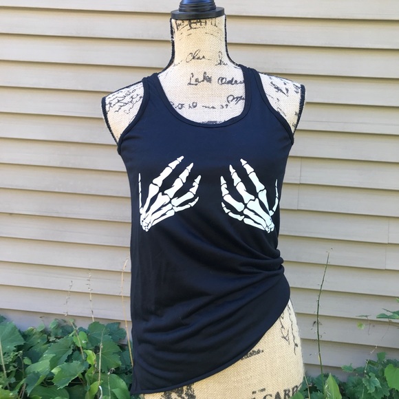 Skeleton Hands Black Flowy Racerback Tank - Picture 2 of 5